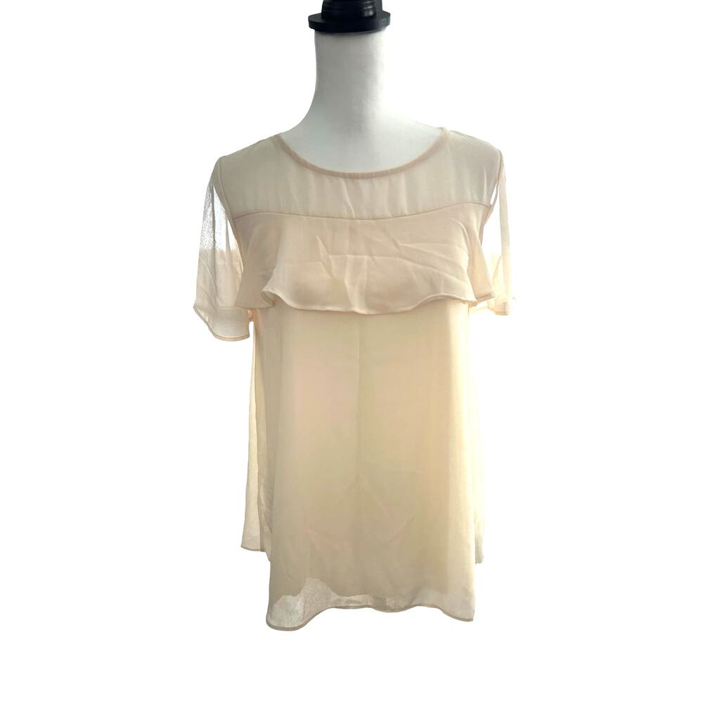 Pink Blush Maternity Top Small Cream  Short Sleeve
